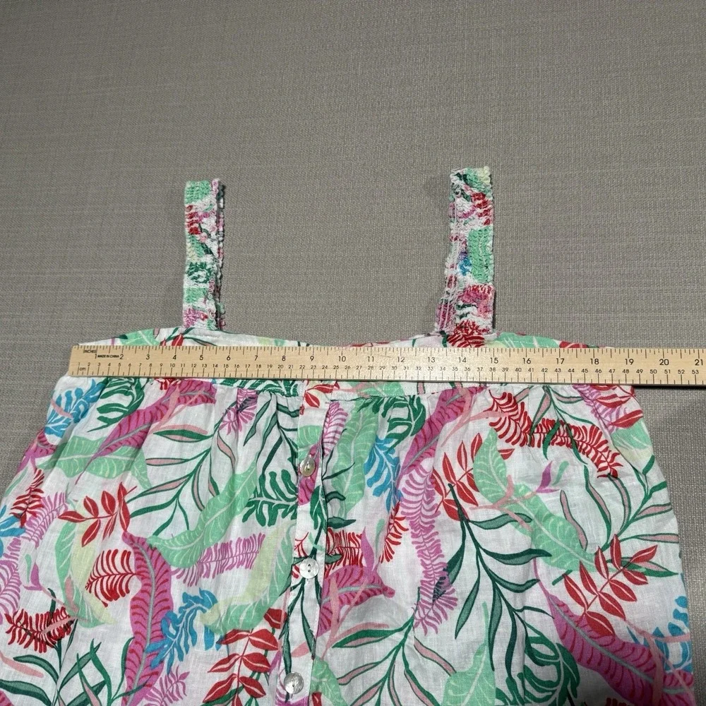 Cynthia Rowley Linen Tropical Print Tank Top Womens Large Summer Coastal Beach - Picture 6 of 7
